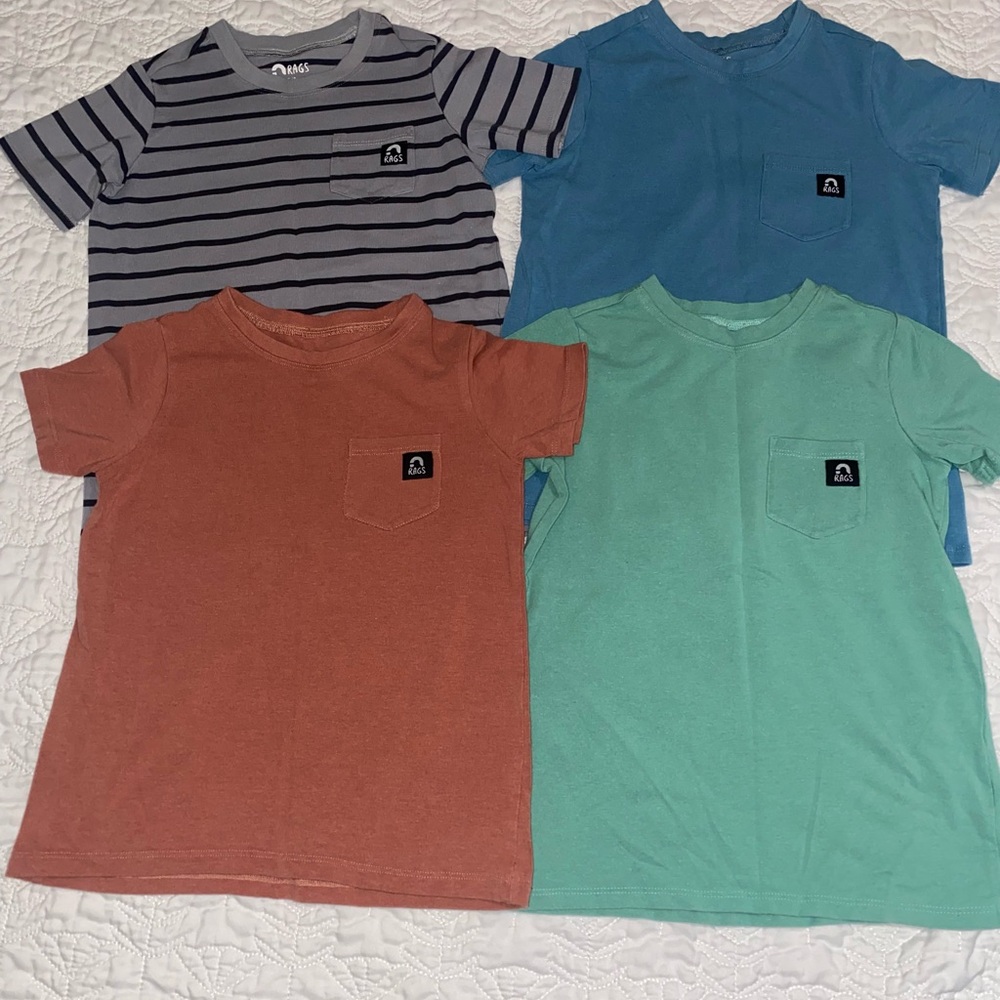 Rags Kids Striped and Solid T-Shirts - Blue, Green, Rust, Gray